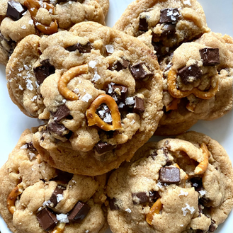Perfectly Chewy Salted Chocolate Chip Pretzel Cookies