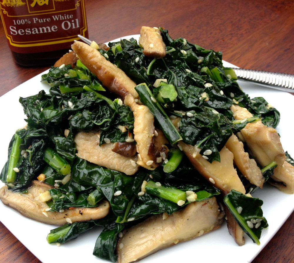 Sesame Garlic Kale &Mushrooms