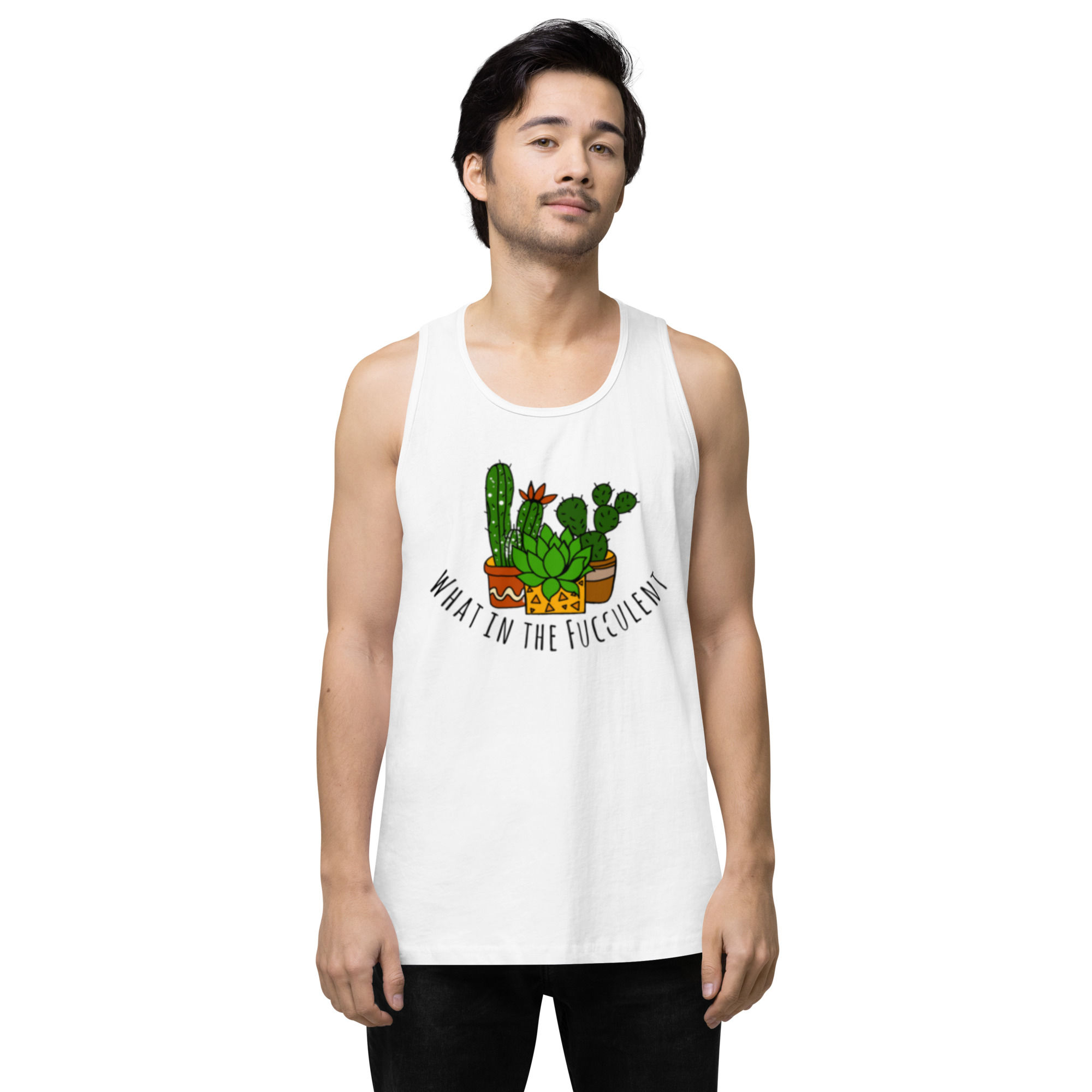 What in the Fucculent Men’s premium tank top