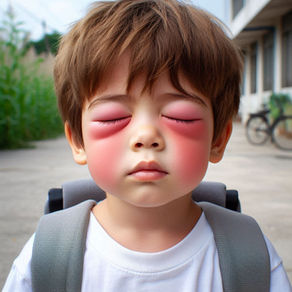 Swelling on the eyes and lips: Angioedema / Hives