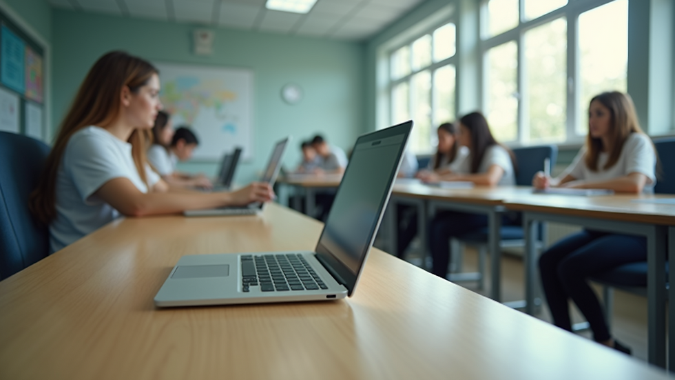 Eye-level view of a classroom with adaptive learning tools