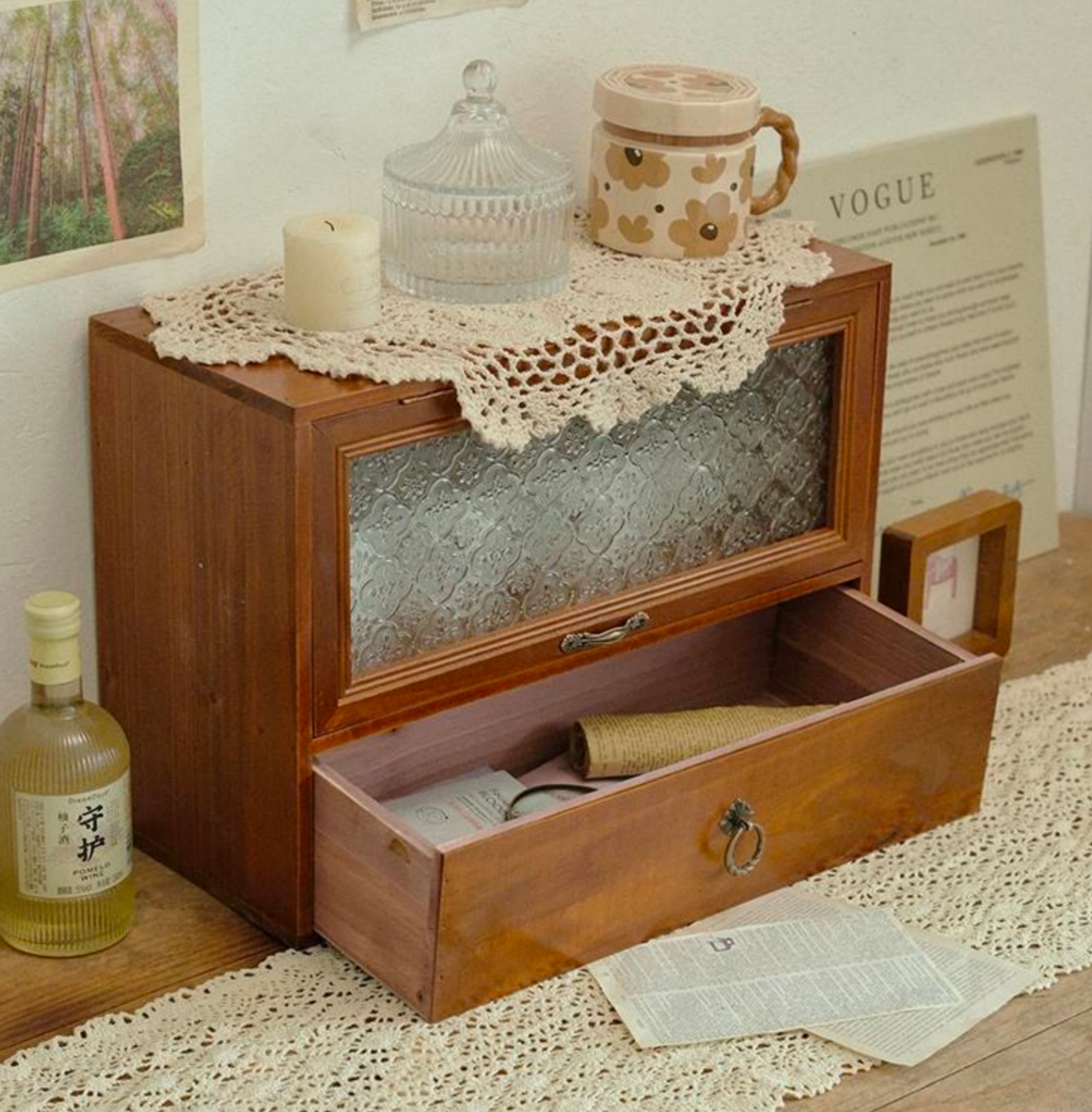 海棠玻璃收納櫃