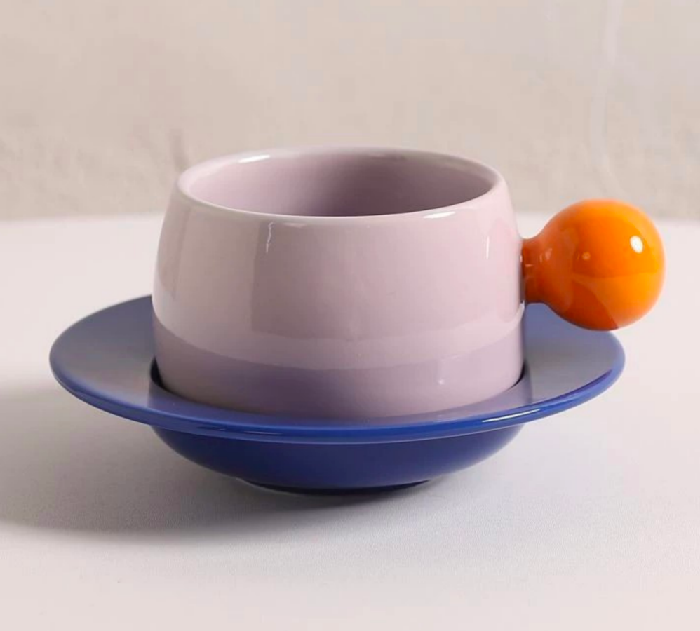 撞色咖啡杯 紫色