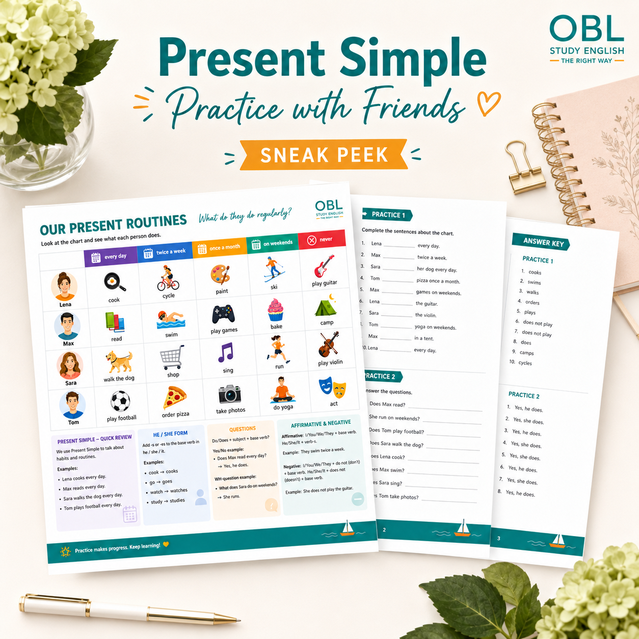 đŸ¤—Present Simple - Practice with Friends