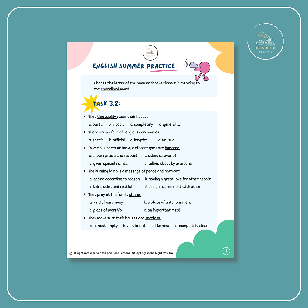 Thumbnail: Grade 7-9 English Summer Practice