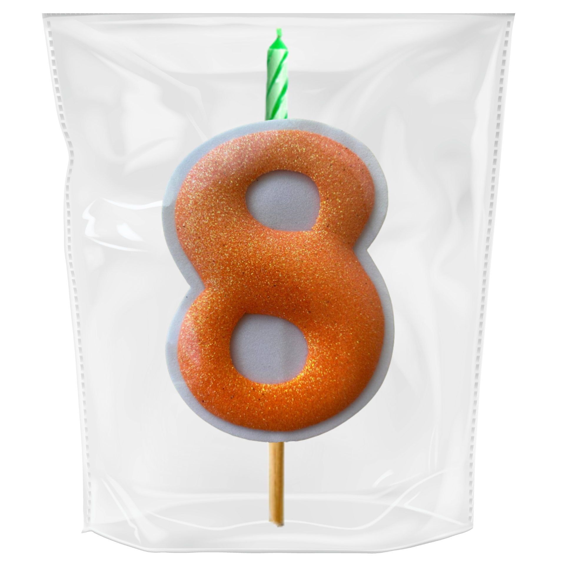 VELA EN FOAMY ESCARCHADO NARANJA #8