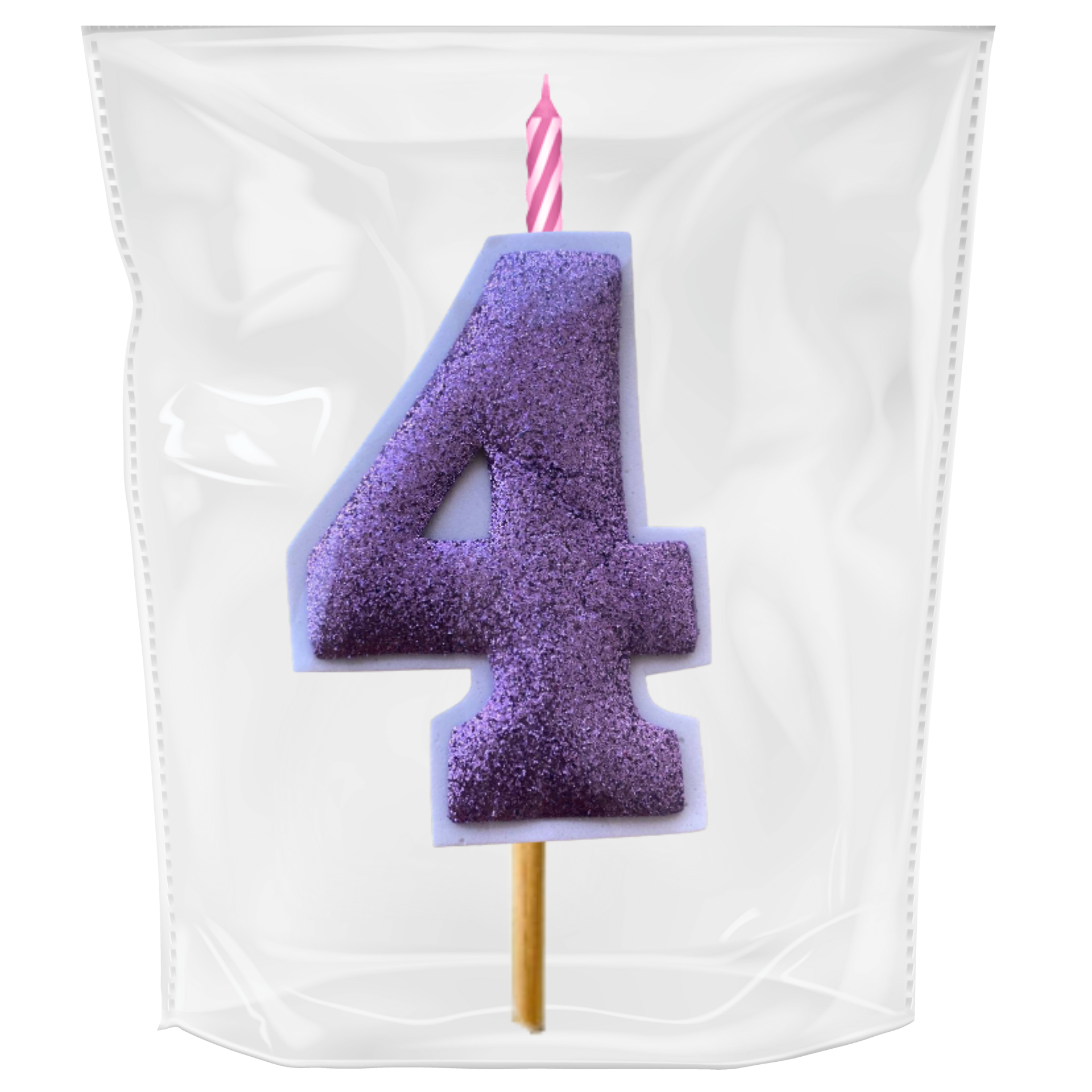 VELA EN FOAMY ESCARCHADO LILA #4