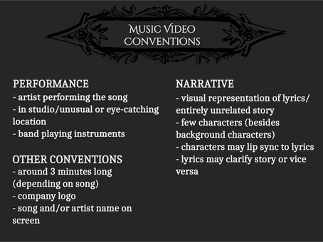 Research Into Music Video Conventions