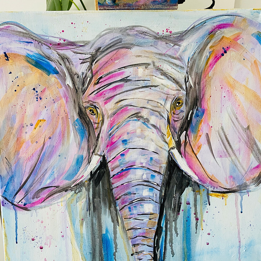 Paint a colourful elephant - Online painting event
