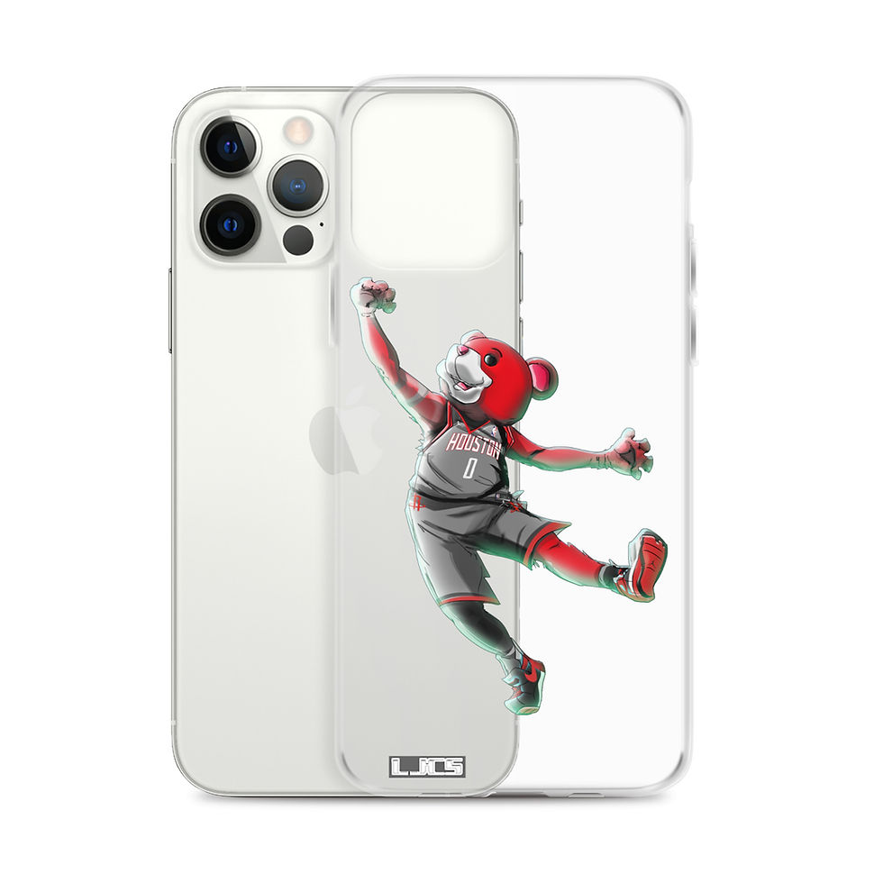 Thumbnail: Houston Rockets Clutch Mascot (Grey) Clear Case for iPhone®