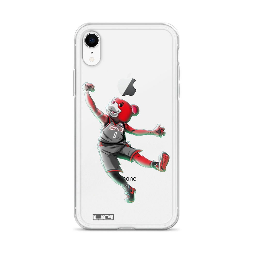Thumbnail: Houston Rockets Clutch Mascot (Grey) Clear Case for iPhone®