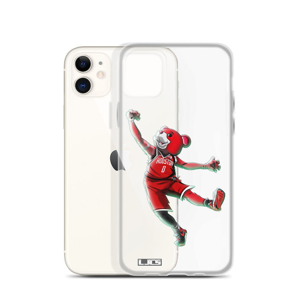 Thumbnail: Houston Rockets Clutch Mascot (Red) Clear Case for iPhone®