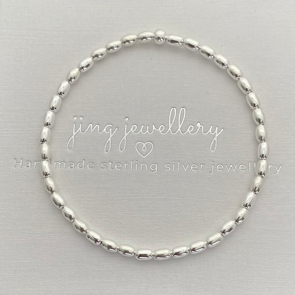 Thumbnail: Sterling Silver Plain Oval Bead Bracelet