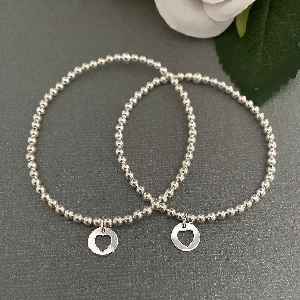 Thumbnail: Mother & Daughter Cut out Heart Disc Bracelet Set 