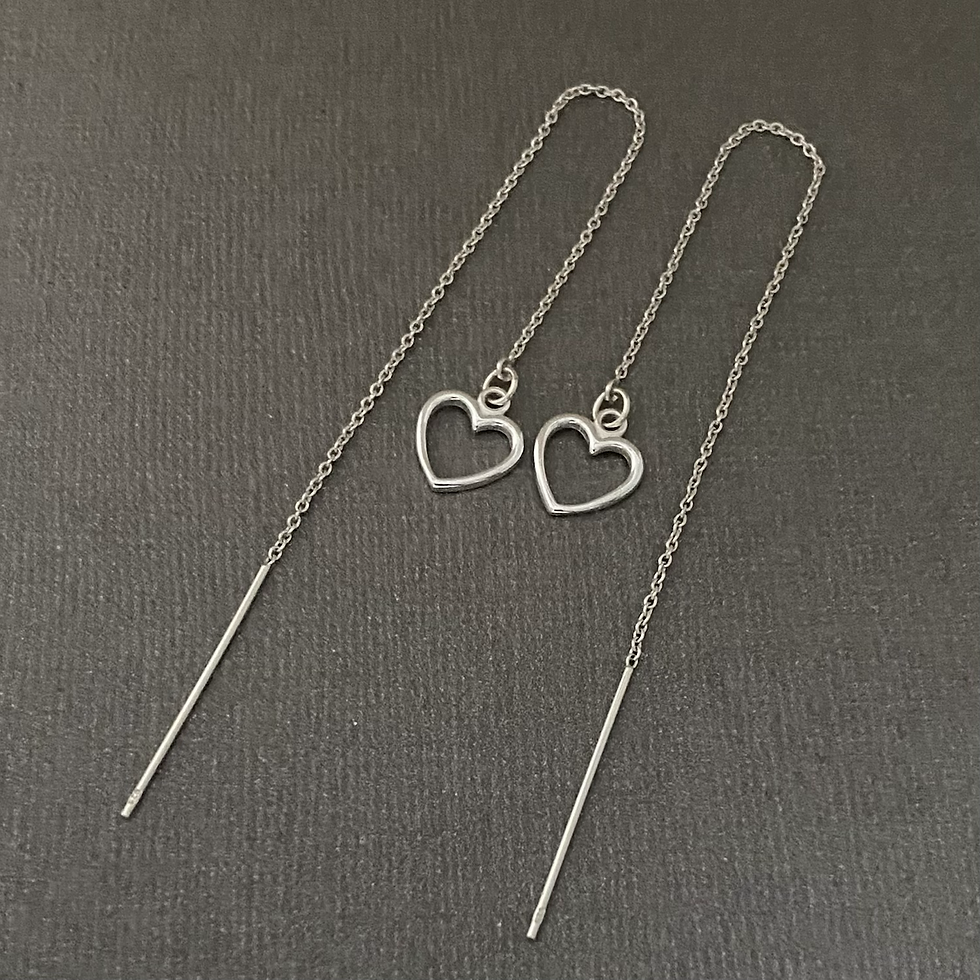 Thumbnail: Sterling Silver Open Heart Earrings 