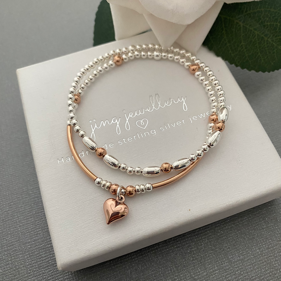 Thumbnail: Sterling silver & Rose Gold Heart Stack