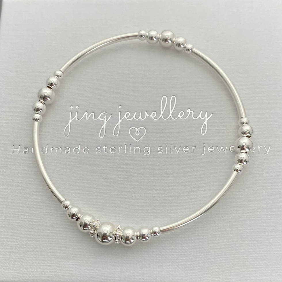 Thumbnail: Sterling Silver Plain Noodle Bead Bracelet