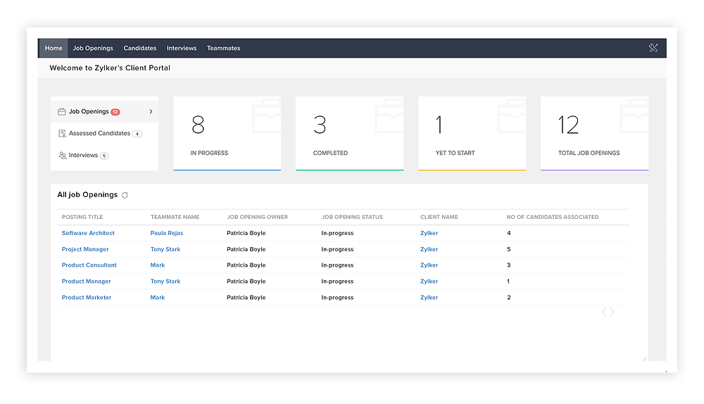 Zoho Client Portal - Recruit