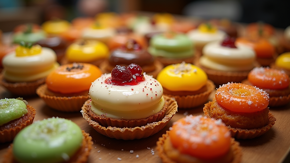 Eye-level view of a colorful array of traditional Mexican desserts