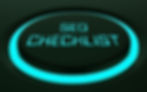 Glowing neon blue button with the words SEO Checklist, representing website optimisation and digital marketing strategy.