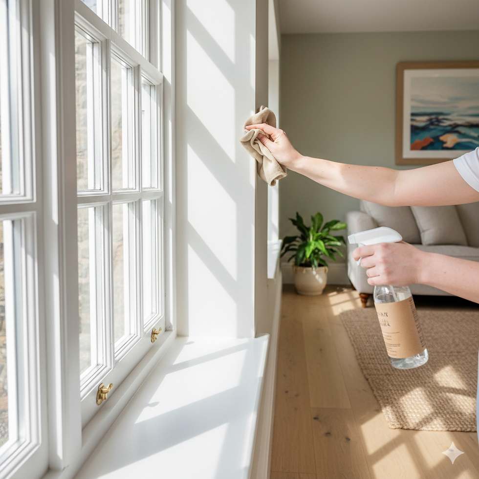 Professional cleaner carrying supplies for domestic and holiday let cleaning services in Devon