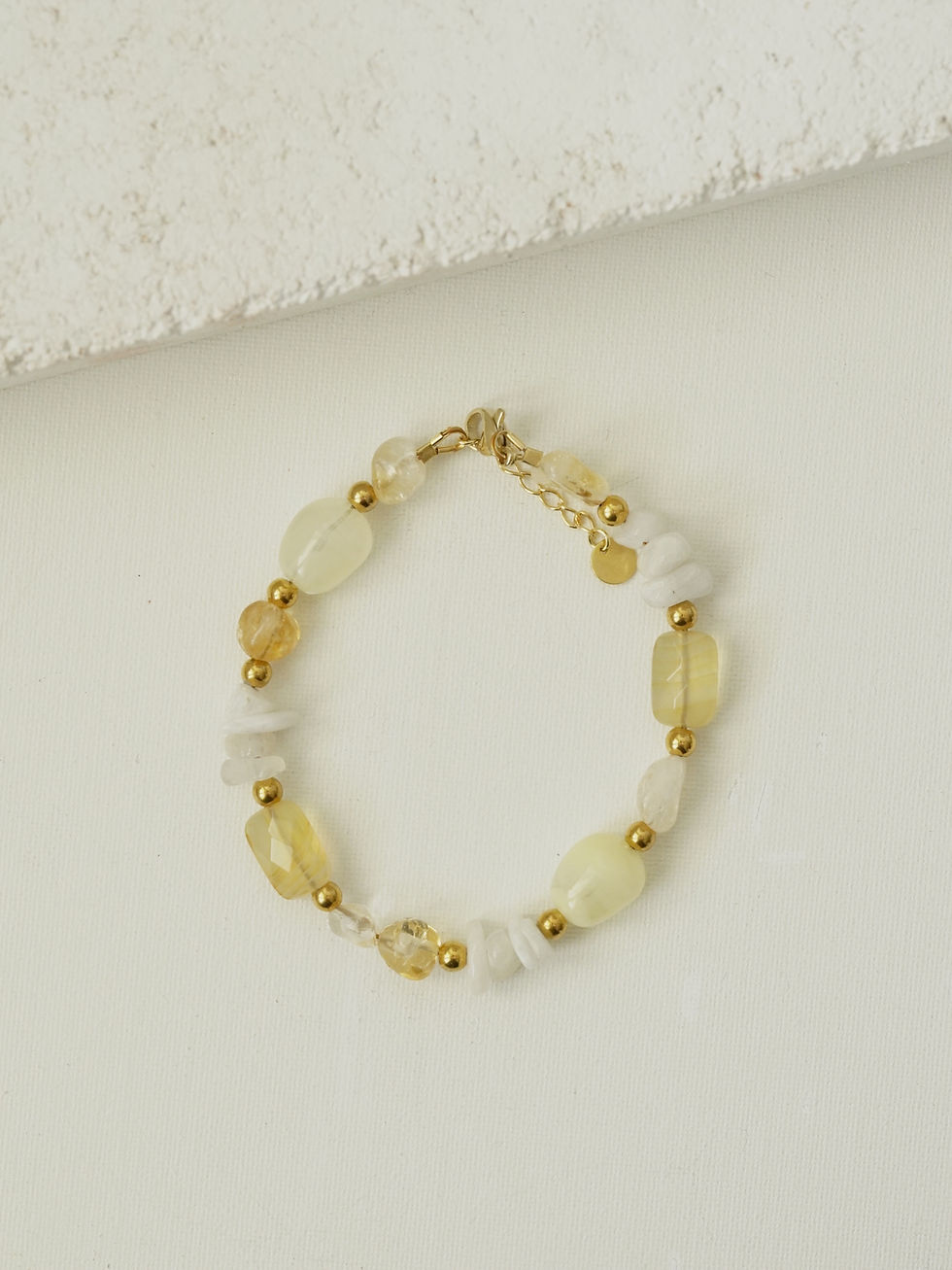 Miniature : Jaune quartz citrine et pierre de lune