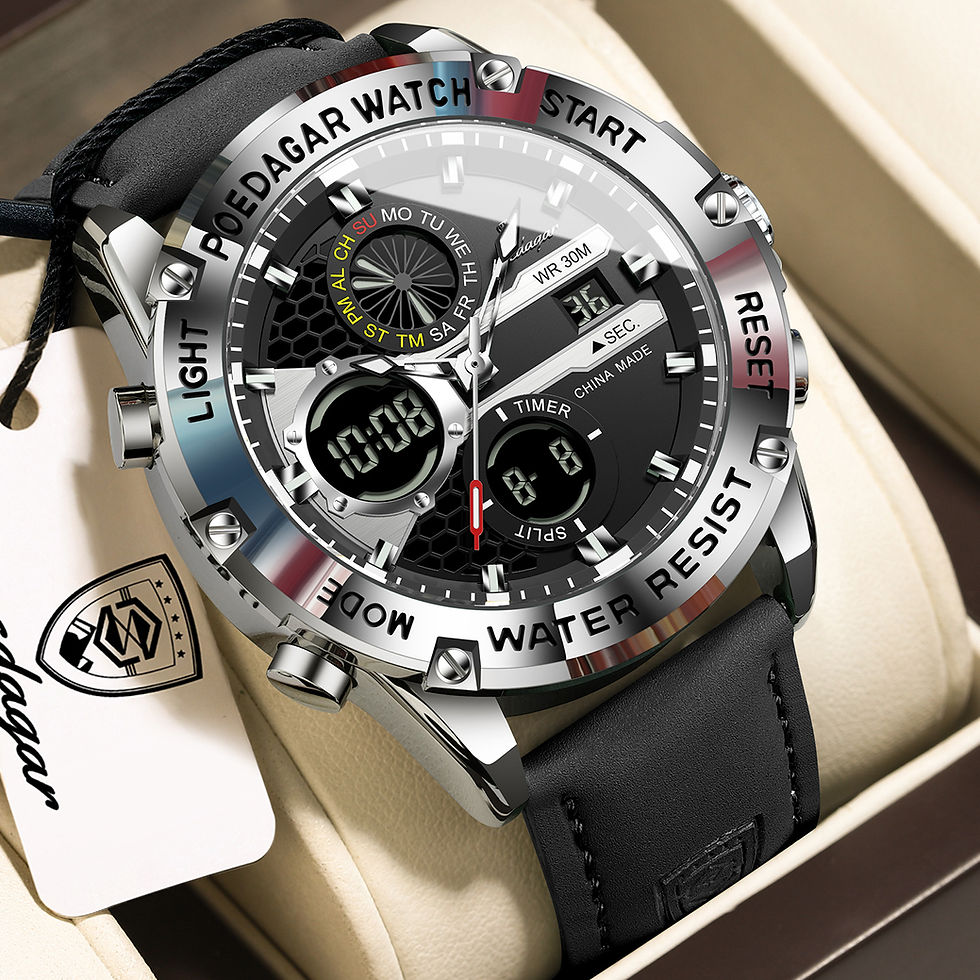 Miniatura: POEDAGAR Premium Moda Man Relógio À Prova d'Água Electronic LED Luxo Masculino R