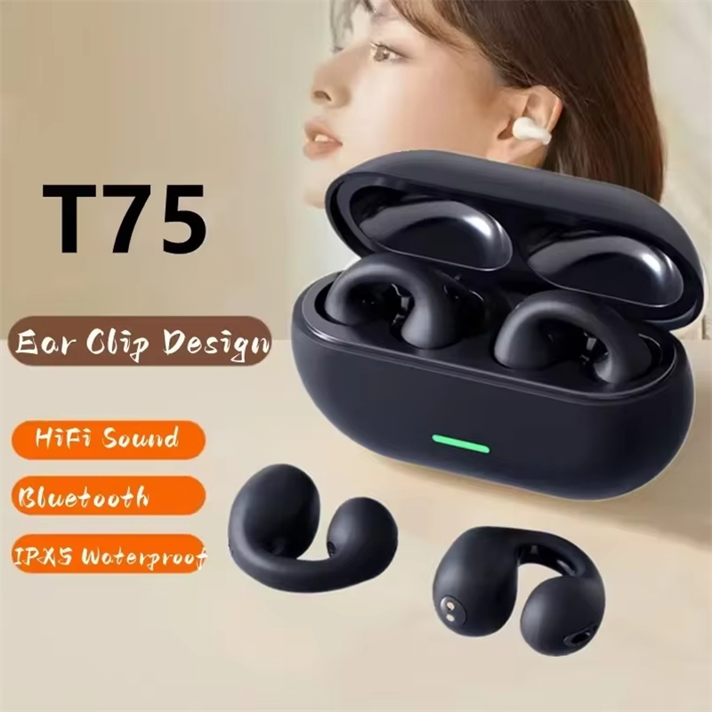 Miniatura: Fones de Ouvido TWS T75 Bluetooth com Controle por Toque e Cancelamento de Ruído