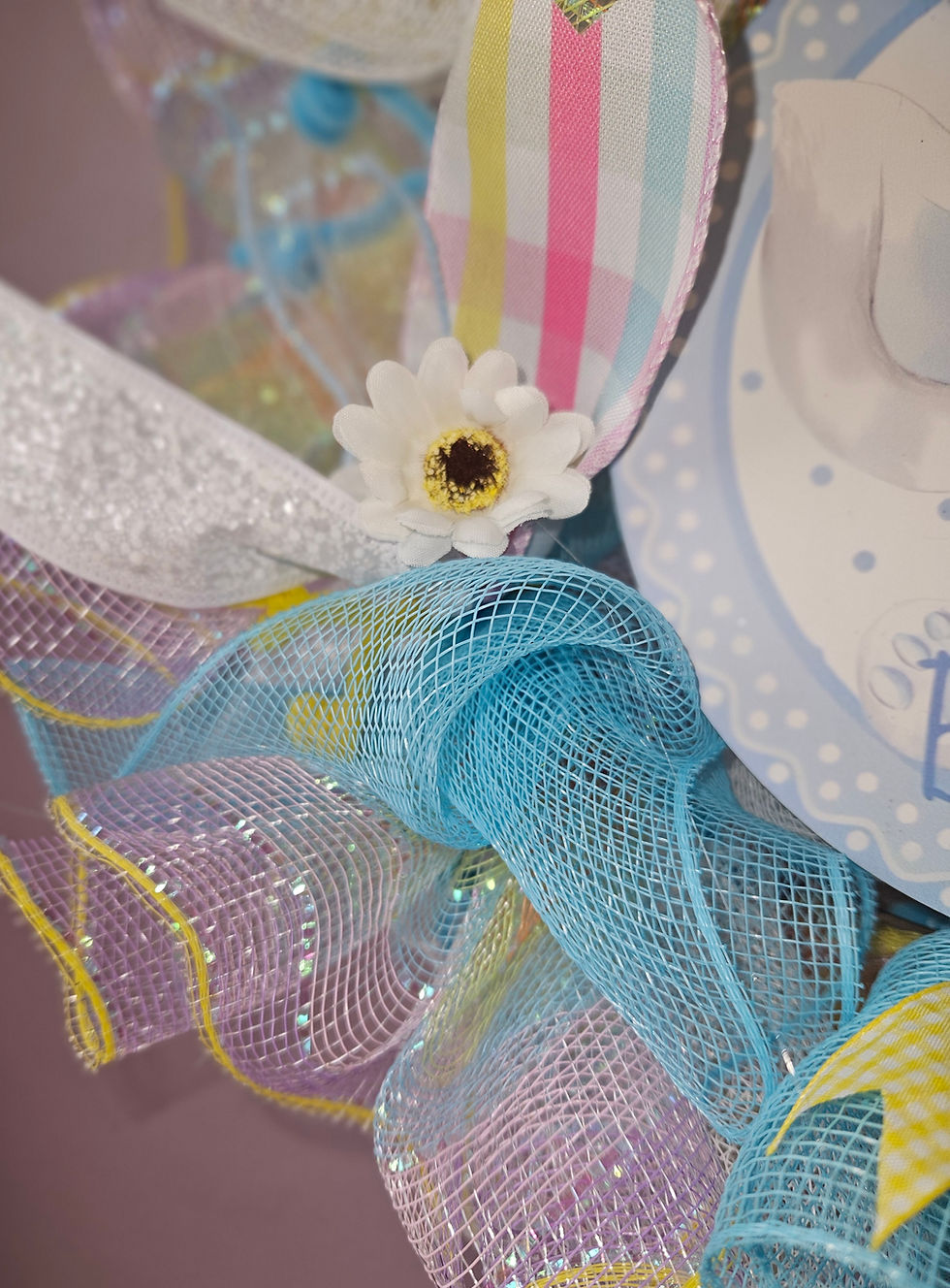 Thumbnail: Deco Mesh And Ribbon Baby Wreath