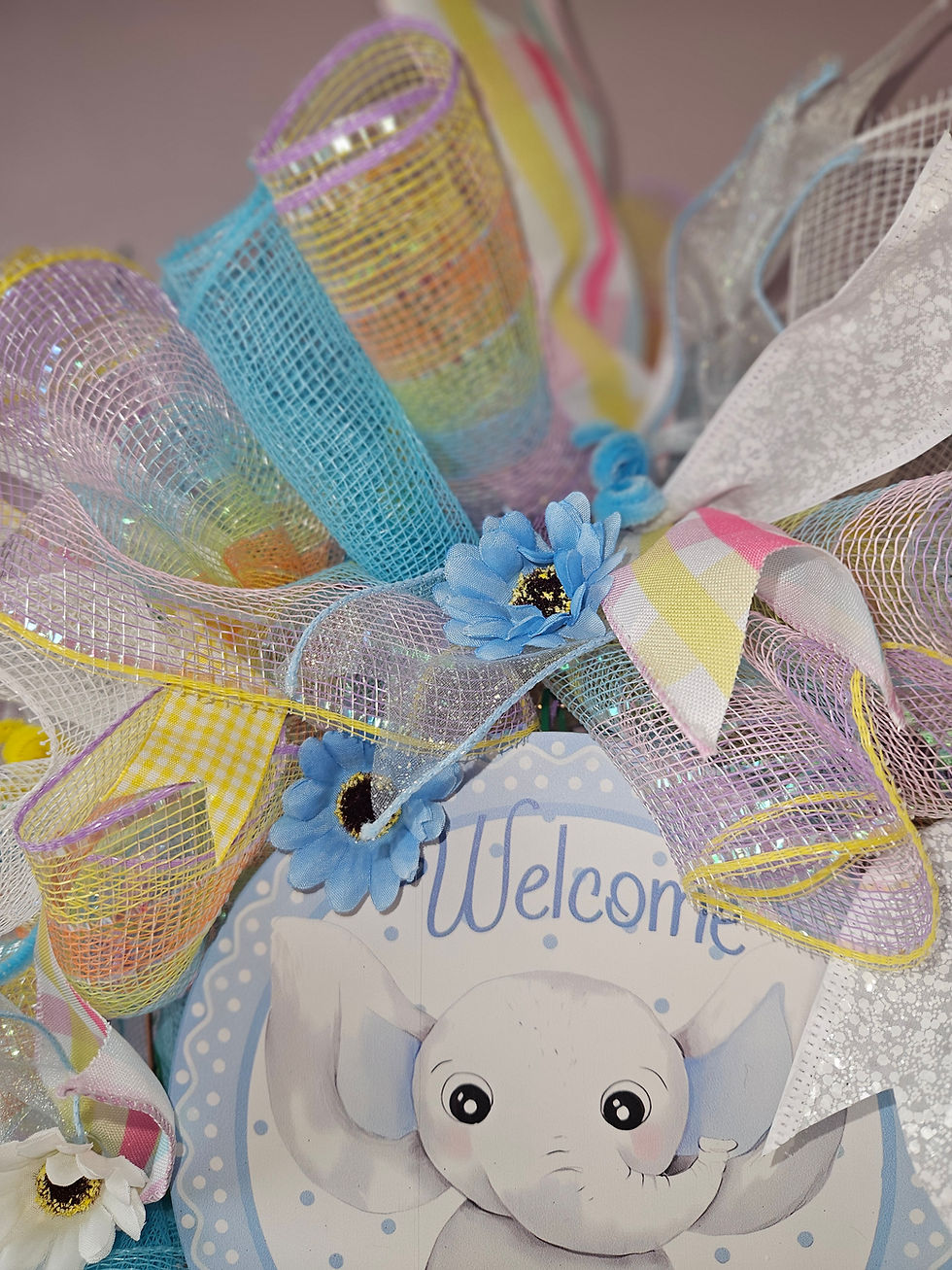 Thumbnail: Deco Mesh And Ribbon Baby Wreath