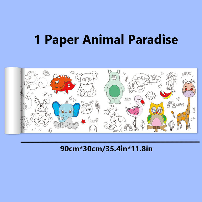 Thumbnail: 90cm Animal Canvas Children's Drawing Roll DIY Coloring Paper Roll Color Filling
