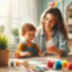A parent and child painting together at a table, illustrating shared creativity and bonding.