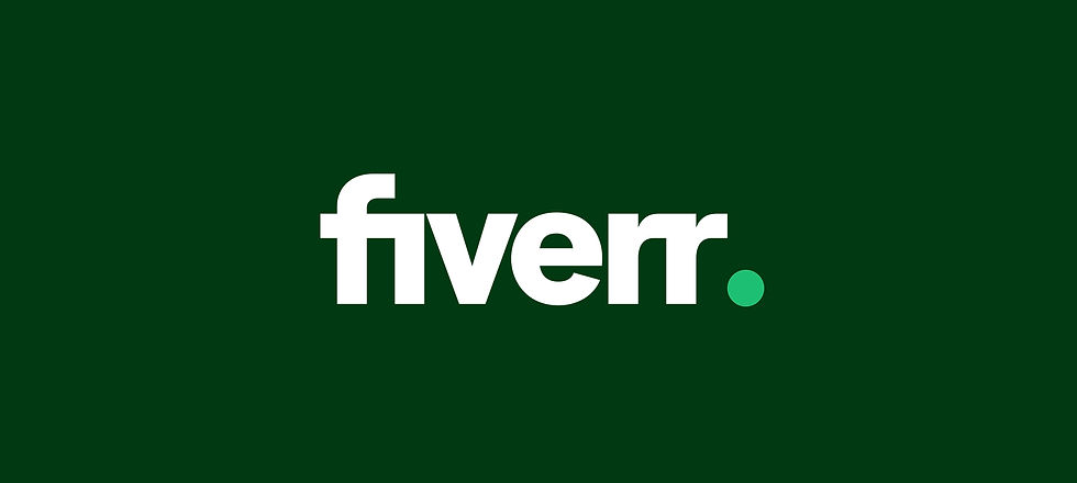 White "fiverr." text with a green dot on a dark green background, conveying a professional and modern design.