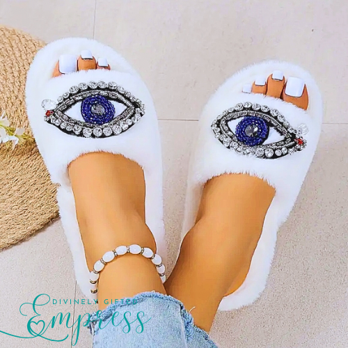 Thumbnail: Evil Eye Rhinestone Slippers