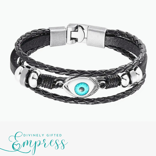 Unisex Evil Eye Leather Bracelet