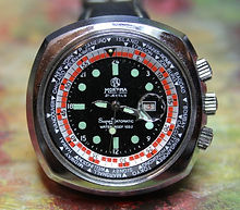Mortima - World Timer - 2 Rotating Discs - 3 Crowns - 21 Jewel Automatic Mechanical Movement Wristwatch - (circa 1970s)