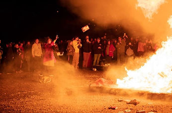 A 2022 book burning bonfire is held in Nashville, Tennessee, led by pastor Greg Locke.jpg