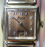 Hafis - Beautiful Copper Dial - Square Drivers Case - 7 Jewels Mechanical Wind Movement wristwatch - (circa 1930s)