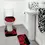 Miniature : Valentine’s Shower Set - Curtain, Rugs, Lid Cover & Bath Mat