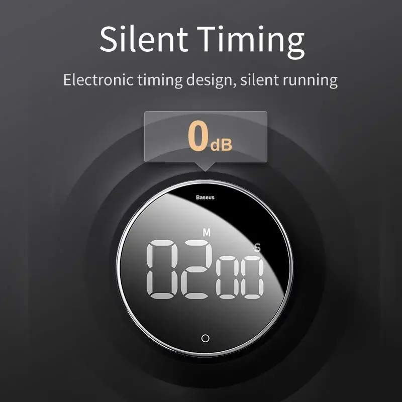 Miniatura: Baseus LED Digital Kitchen Timer: For Cooking, Shower, Stopwatch Alarm Clock