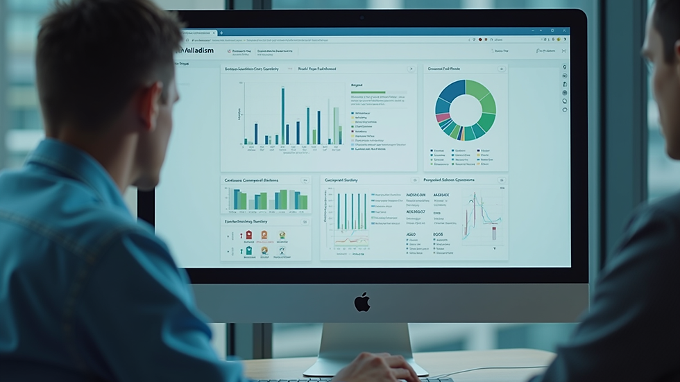 Close-up view of a computer screen showing Palladium ERP dashboard