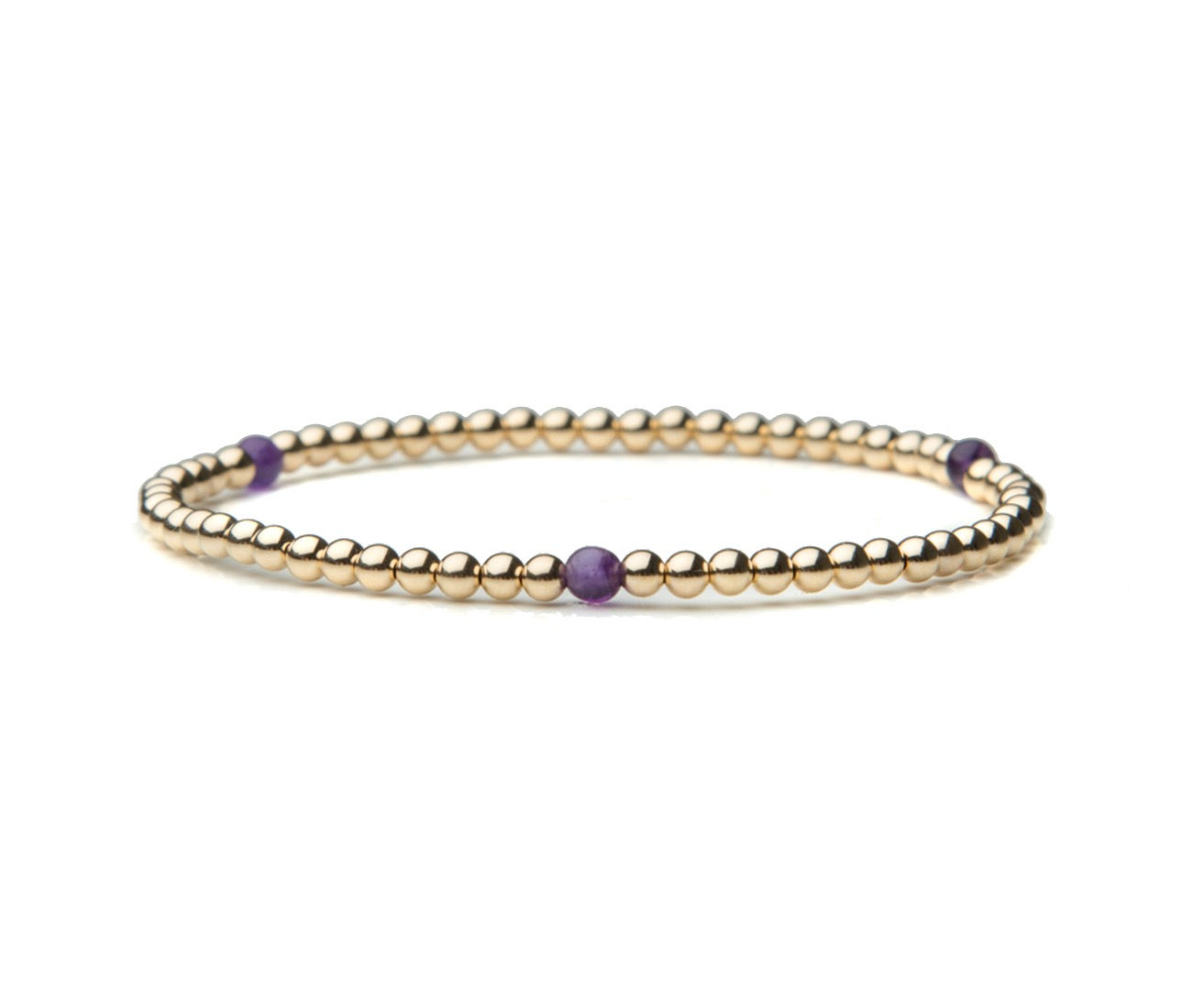 14kt gold filled 3mm bracelet with Amethyst
