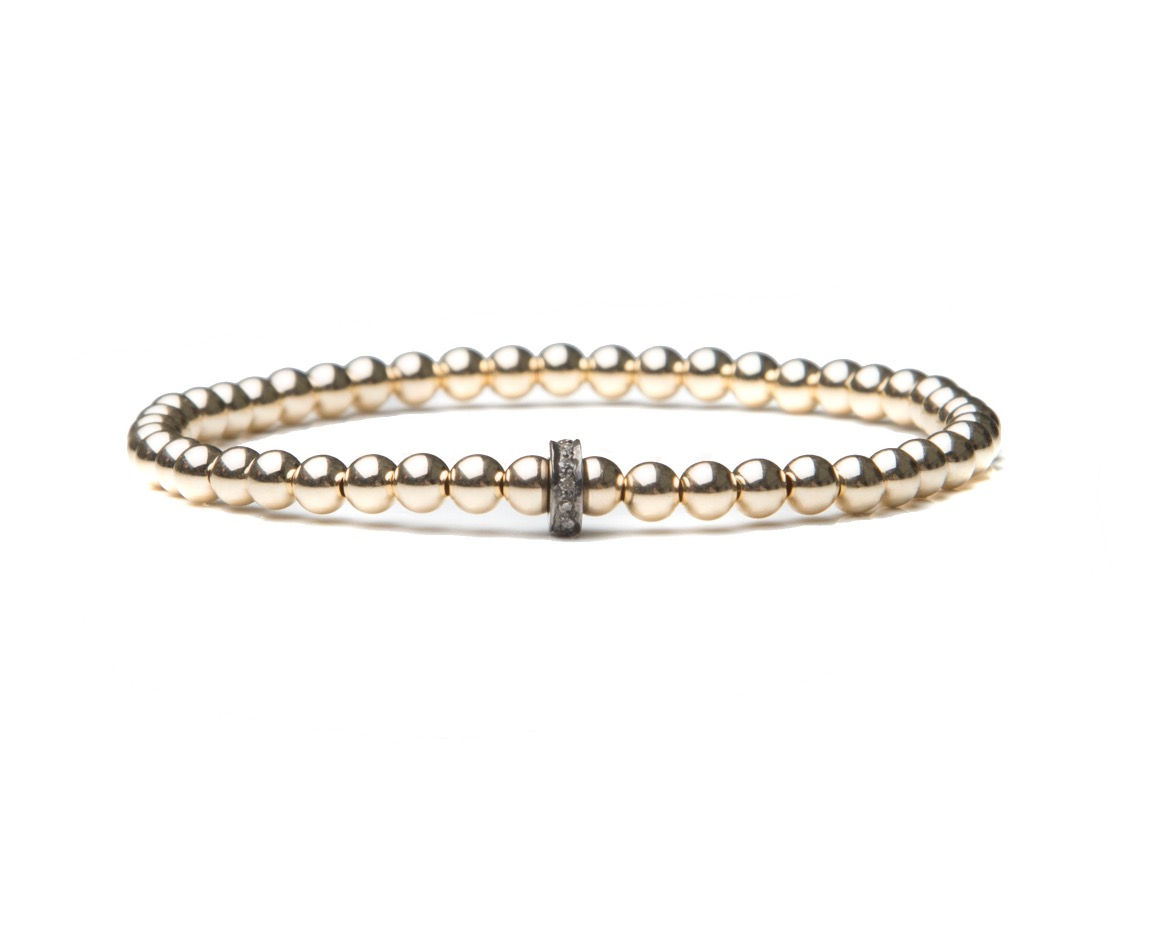 14kt gold filled bracelet with sterling silver diamond rondelle