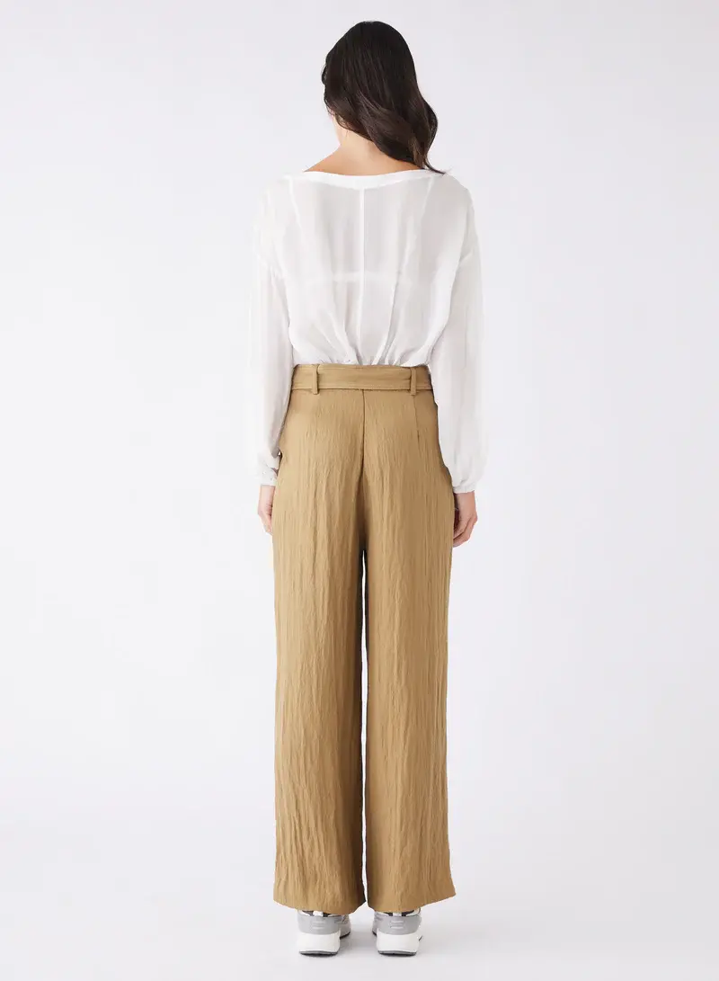 Thumbnail: ESMAEE REBOUND CONTRAST STITCH WIDE LEG TENCIL PANT WITH TIE