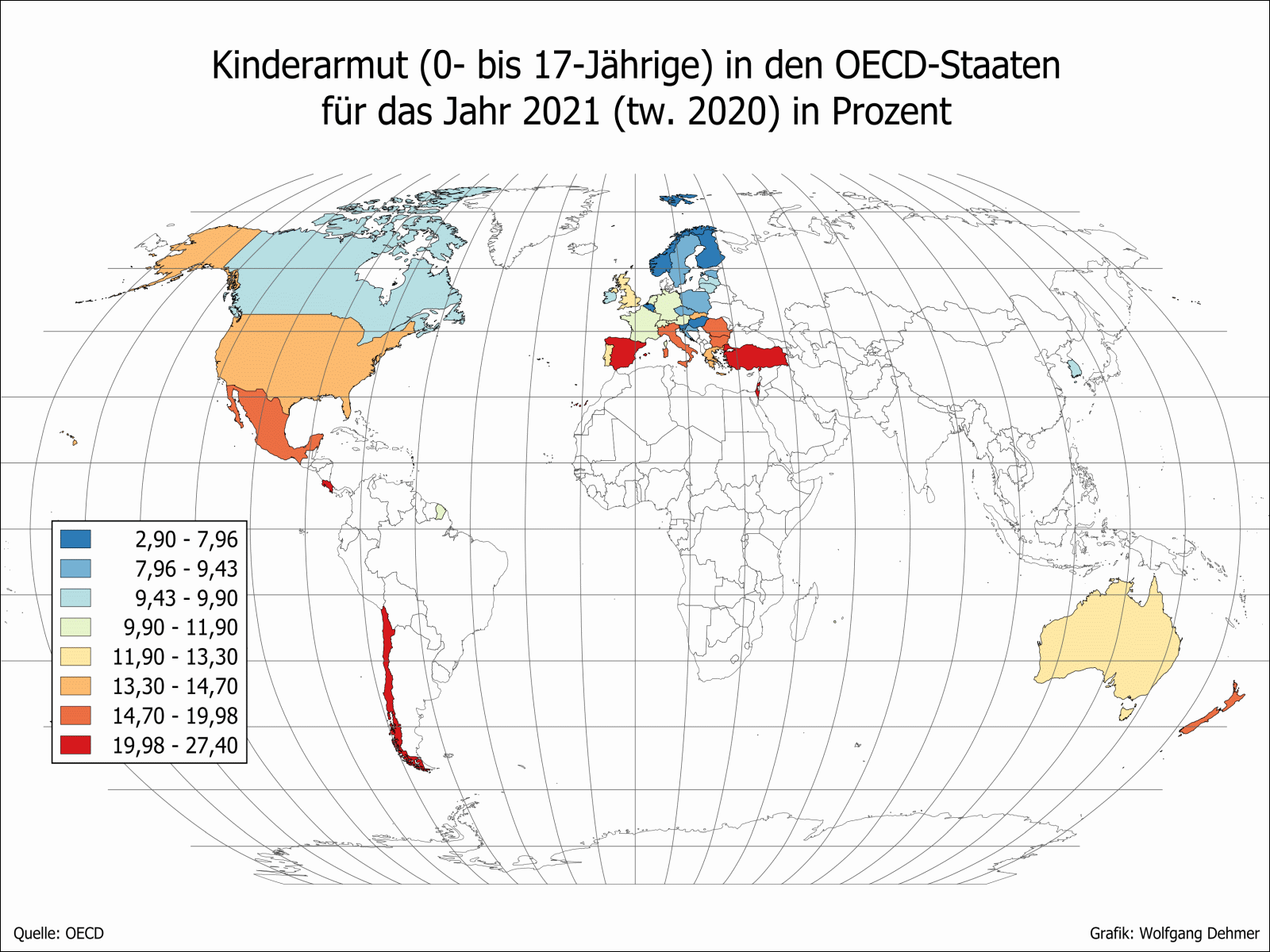 Kinderarmut in OECD-Ländern 2021