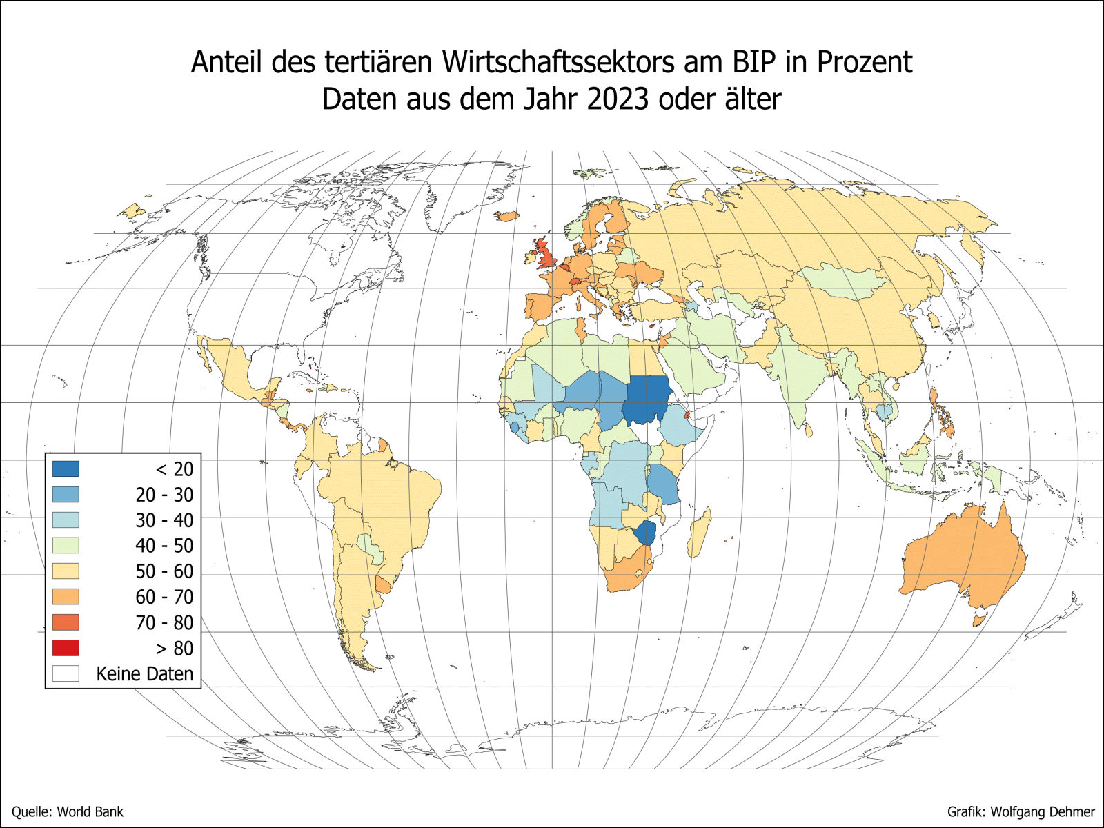 Anteil des Tertiären Sektors am BIP 2023