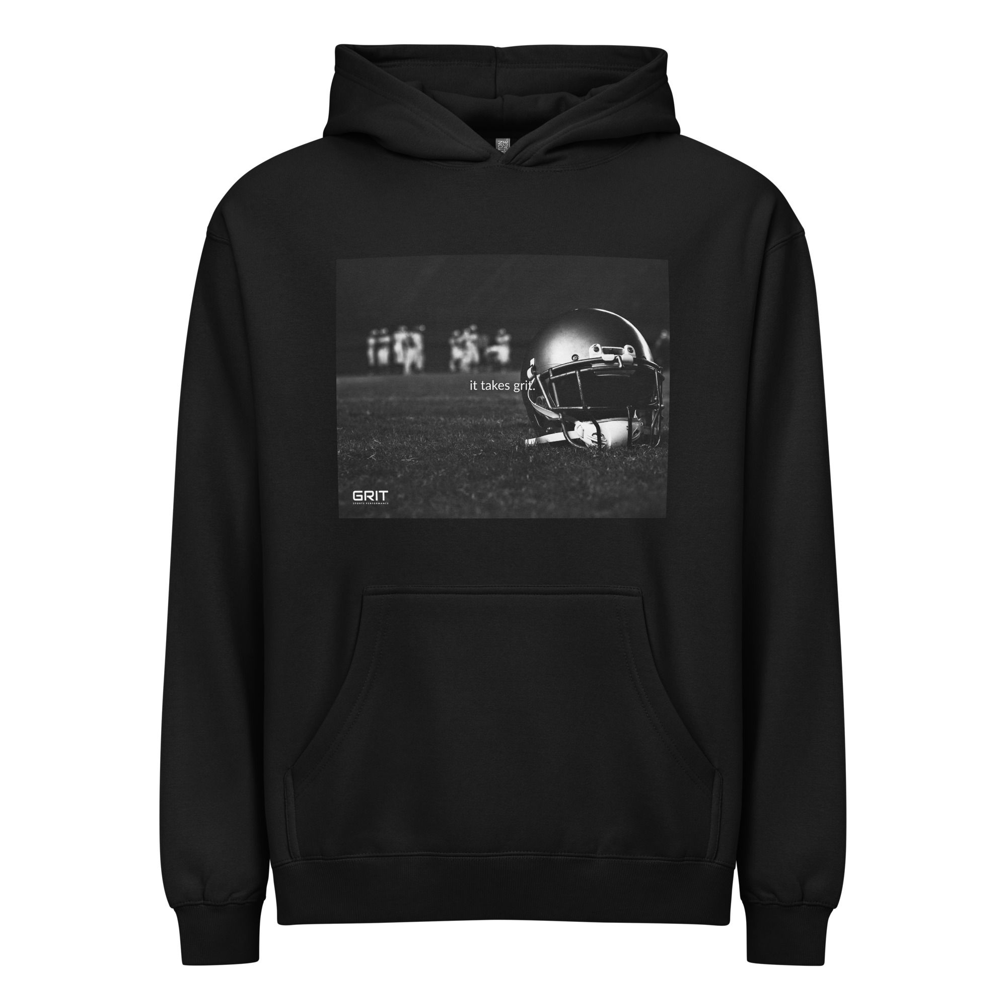 "it takes grit." Box Hoodie - Football