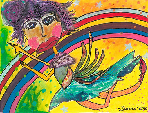 "Rainbow Warrior" - Multi-media Portrait 11.7 x 16.5in SOLD