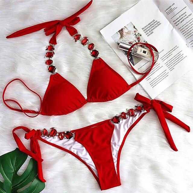 Thumbnail: Bikini Jewelled Rhinestones Luxury Diamond Bikini Women Swimwear
