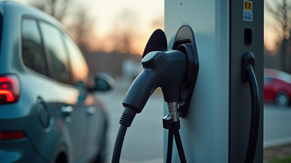 Close-up view of an electric vehicle charging station